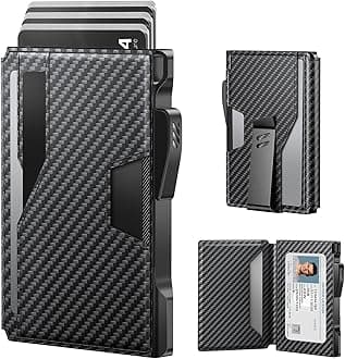 - Wallet for Men: Rfid-blocking with Money Clip Slim Leather Bifold ID Window Smart Pop Up Card Case Front Pocket Wallet with Gift Box (Carbon Fiber Black)