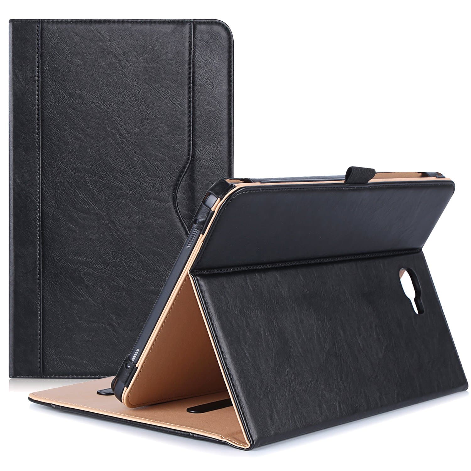 ProCase Leather Case for Galaxy Tab A 10.1-inch 2016 (SM-T580 T585 T587), Stand Folio Cover for Galaxy Tab A 10.1" Tablet (NO S Pen Version) with Multiple Viewing Angles Card Pocket -Black