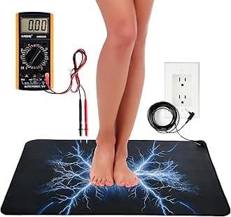 Grounding Mat For Feet - With Multimeter for Monitoring Body Voltage Drop - Boost Blood Circulation, Inflammation Relief, Improved Overall Health - Earthing Mat for Office Desk or Feet