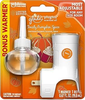 Glade PlugIns Refills Air Freshener Starter Kit, Scented Oil for Home and Bathroom, Toasty Pumpkin Spice, 0.67 Fl Oz, 1 Warmer + 1 Refill