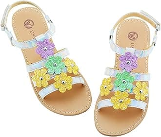 Girls Sandals Kids Strap Flat Sandals Open Toe Summer Flower Casual Shoes