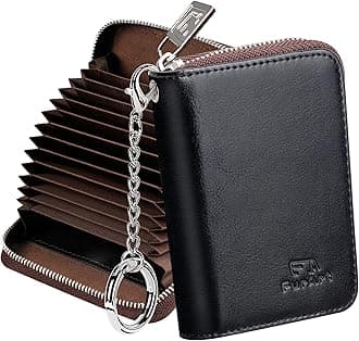 FurArt Credit Card Wallet, Zipper Card Cases Holder for Men Women, RFID Blocking, Key Chain,Compact Size (black 01)