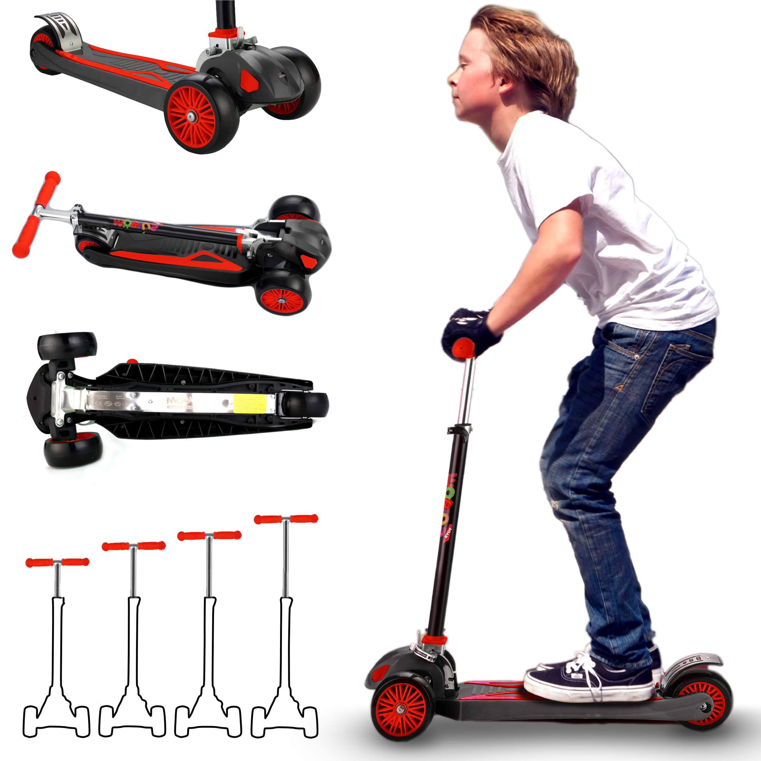 Scooter for Kids, Maxi Foldable Kick Scooter Deluxe, Handlebars adjustability from Age 5-12, Surface-Safety Balance Technology, 2" Width x 3 Wheels