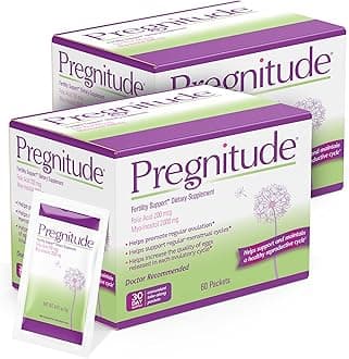 Pregnitude Reproductive Fertility Support - Helps Promote Regular Ovulation - Menstrual Cycles, and Increase Quality of Eggs - 60 Day Supply 120 Packets
