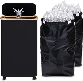 efluky Recycle Bins for Kitchen 100L (26 Gallon), Recycling Bin with Wheels and 2 Removeable and Reusable Inner Bags, Kitchen Recycling bin with lid for Bottle Can Plastice Stickers, Black