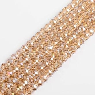 4mm Silver Champagne AB Rondelle Glass Beads for Jewelry Making 1200pcs Faceted Briolette Shape Crystal Spacer Beads Assortments Supplies Accessories for Bracelet Necklace for Wholesale
