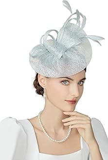 BABEYOND Women's Pillbox Fascinator Hat Kentucky Derby Hat Feather Fascinator Headband Tea Party Fascinator Hat for Cocktail