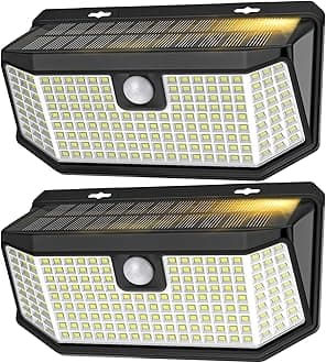 Aootek Solar Lights Outdoor 182 LEDs 2500Lm Solar Motion Sensor Lights IP65 Waterpro of with Wide Anglefor Patio Garden Garage Yard Front Door(2pack)