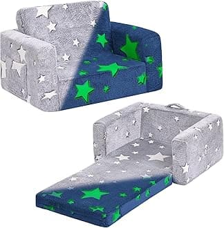 Tiita Kids Sofa, 2-in-1 Kids Sofa Chair, Convertible Chirldren Couch to Lounger, Flip Out Kids Sofa Chair, Toddler Armrest Chair Bed, Folding Kids Play Sofa for Girl or Boy (Star)