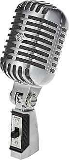 Shure 55SH Series II Iconic Unidyne Dynamic Vocal Microphone, Cardioid Directional Polar Pattern for Live Performances, Shock-Mounted Cartridge, Classic, Vintage Mic with 5/8" to 3/8" Thread Adapter