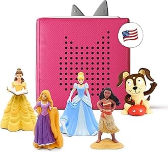 Toniebox Audio Player Starter Set with Cinderella, Belle, Moana, Tangled, and Playtime Puppy - Imagination Building, Screen-Free Digital Listening Experience for Stories, Music, and More - Pink