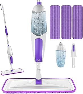 Microfibre Spray Mops for Cleaning Floors: SEVENMAX Flat Foor Mop with 3 Washable Pads 550ml Refillable Bottle Dry Wet Use for Kitchen Bathroom Hard Wood Laminate Tile Vinyl Wooden Floor Dust Cleaning