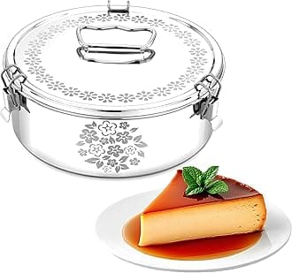 EasyShopForEveryone Stainless Steel Flanera (Laser Design), 8.6 x 8.6 x 3.5 Inches Flan Pan, Capacity 80 fl. oz, Compatible with Instant Pot 8qt, Molde Para Flan