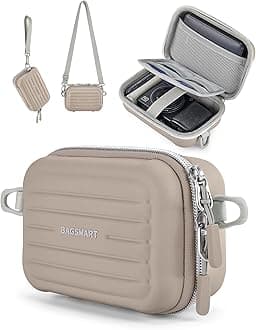 BAGSMART Digital Camera Case, Protective & Waterproof Small Camera Case with Shoulder Strap, Lightweight Camera Sling Bag for Canon PowerShot ELPH 180/190 / Sony DSCW800/DSCW830 - Brown