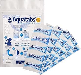 Aquatabs Water Purification Tablets 3.5 MG x 50, Water Filter System for Drinking While Hiking, Backpacking, Camping, Emergencies, Survival Kits, and Home-Use.1 Tablet Cleans 500ml - 1 litre, (3)