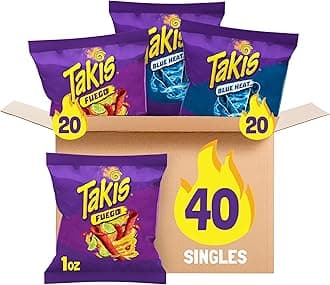 40 Pieces/28.3 g Assorted Pack, assorted mixed rolled tortilla chips - (20) Fuego 28.3 g, (20) Blue Heat 28.3 g