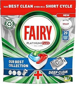 Fairy Platinum Plus Deep Clean Dishwasher Tablets, Fresh Herbal Breeze, 29 Tablets