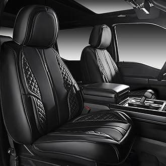 CAR PASS NAPA Leather Car Seat Covers Waterproof Protector Durable Cushioned,Universal Fit for Sedan SUV Pick-up Truck,Anti-Slip and Backseat(Front Set,Black)