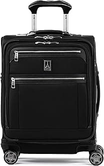 Platinum Elite Softside Expandable Carry on Luggage, 8 Wheel Spinner Suitcase, USB Port, Men and Women, International, Shadow Black, Carry On 19-Inch