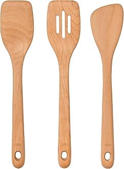 OXO 11157300 Set of 3 Brown Wood Spoons, 31.5 x 6.5 x 2 cm