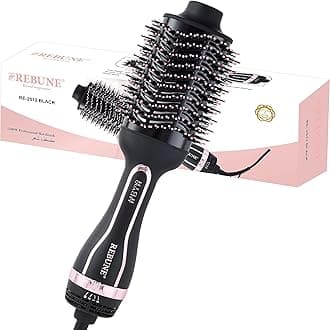 1200W Hot Air Styler One Step Hair Dryer Brush Volumizer 5 in 1 Air Hair Brush with Negative Ion for Hair Curling & Hair Straightening (Black)