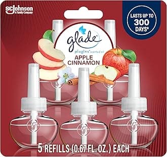 PlugIns Scented Oil Refill Apple Cinnamon, Essential Oil Infused Wall Plug in, 3.35 FL OZ, Pack of 5