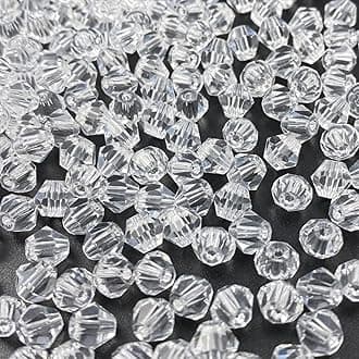 200pcs Bicone Crystal Beads 6mm Crystal Glass Faceted Beads for Necklace Bracelet Earrings DIY Jewelry Crafts Making Supplies(Transparent)