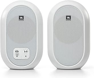 JBL Professional 1 Series 104-BT Compact Desktop Reference Monitors with Bluetooth, White, Sold as Pair, 4.5-inch Speaker