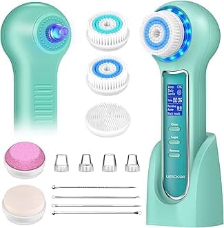 UMICKOO Face Scrubber Exfoliator with LCD Screen,Rechargeable Facial Cleansing Brush IPX7 Waterproof 3 in 1 Blackhead Remover Vacuum for Exfoliating,Massaging and Deep Pore Cleansing