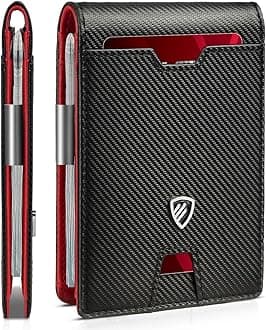 Runbox Mens Slim Wallet with Money Clip RFID Blocking Front Pocket Bifold Minimalist Credit Card Holder for Men with Gift Box