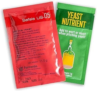Safale US-05 Yeast - Fermentis - American Ale Dry Yeast - For American Ales - Ingredients for Home Brewing - Beer Making Supplies - [1 Pack]