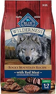 Blue Buffalo Wilderness Rocky Mountain High-Protein Adult Dry Dog Food Wholesome Grains Red Meat, 24lb. Bag