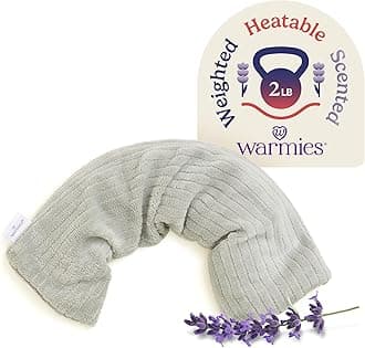 Hot-Pak, Microwavable Neck Wrap - Heating & Cooling Plush Pad for Calming Relaxation - Weighted & Heated Neck Warmer with Scented Lavender - Microwave Heat Pad for Aches & Pain - Gray