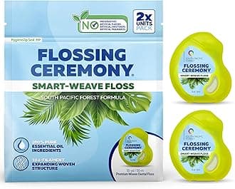 FlossingCeremony | Expanding Woven Dental Floss | Smart-Weave Floss | Vegan | Natural | Non-Toxic & PFAS Free | Eucalyptus & Manuka | Hilo Dental para Dientes | 55 Yards x 2 Units