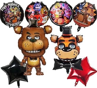 8 Pcs FNAF Foil Balloons Five Nights at Freddy's Birthday Party Decorations Supplies