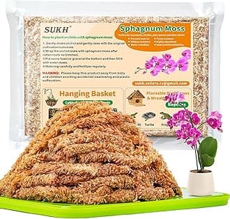 Sukh 6oz Sphagnum Moss for Plants - Sphagnum Peat Moss Natural Premium Long Fibered Chile Dried Moss Potting Mix for Orchids Succulent Carnivorous Potted Plant Reptiles Medium