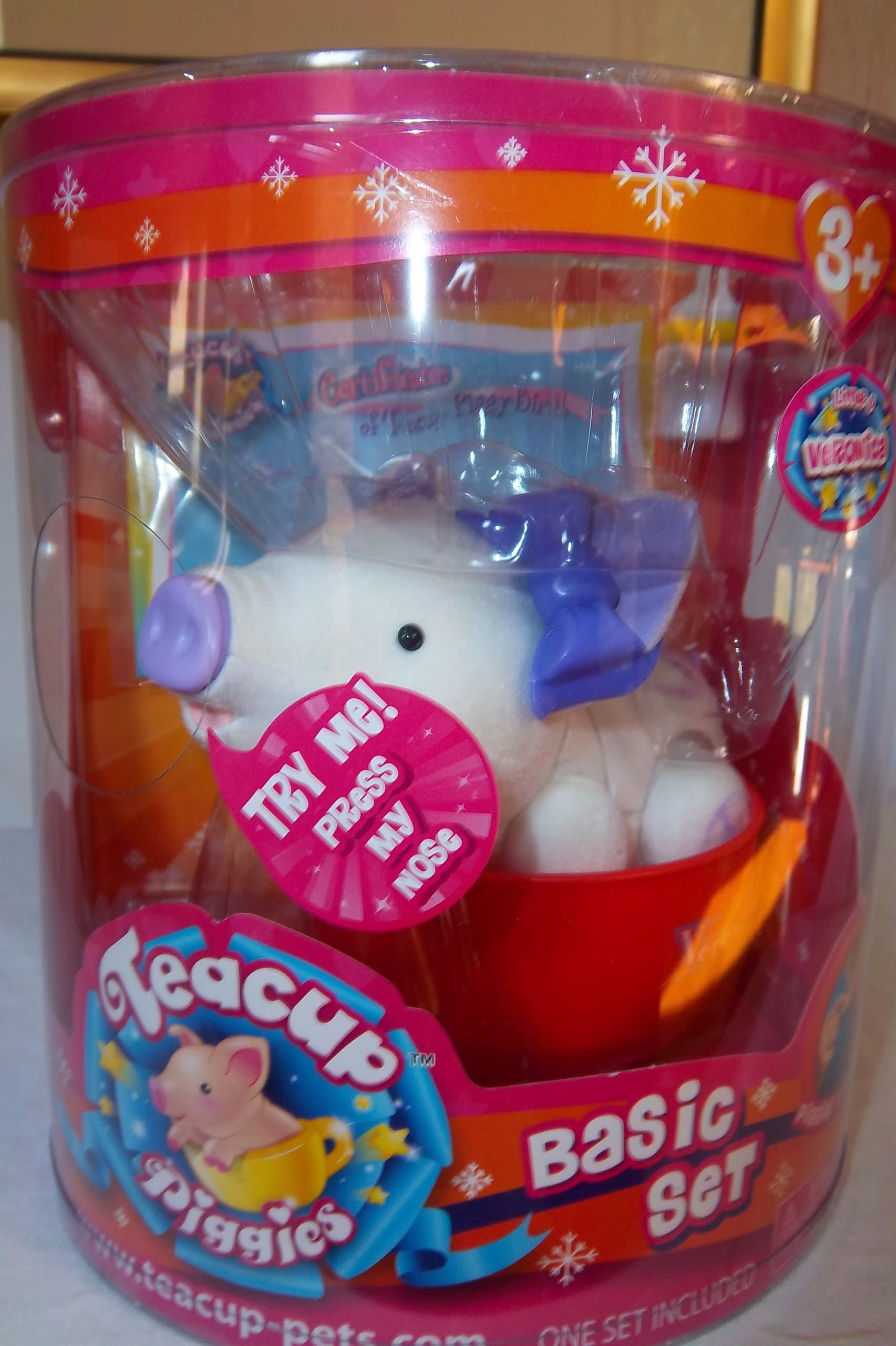 Teacup Piggies Veronica (White with Pink Peace Signs) Pet Basic Set