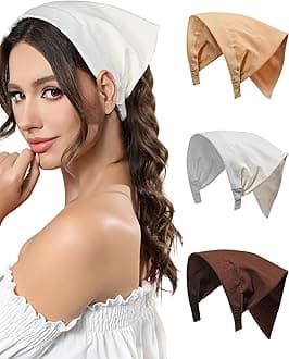 AWAYTR 3pcs Hair Bandana for Women Girls Hair Scarf Headband Bandana Double Layer Triangle Head Kerchief Boho Hair Band