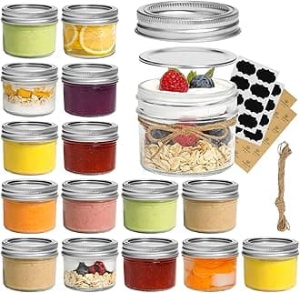 ComSafMini Mason Jars 4oz - 16 Pack, Regular Mouth Mason Jar with Lids and Seal Bands, Small Glass Canning Jar for Spice, Jam, Honey, Jelly, Dessert, Shower Wedding Favors, DIY Candles Decor