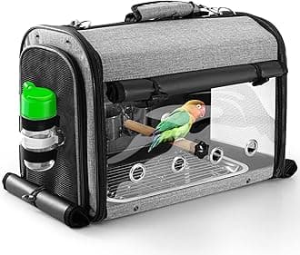 Bird Carrier Bag with Stand, Lightweight Backpack for Parrot, Portable Cockatiel Travel Cage with Accessories, Pet Transparent Breathable Carrier