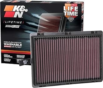 K&N High-Flow Original Lifetime Engine Air Filter: Increase Power: Premium, Washable: Compatible with 2015-2025 HYUNDAI/KIA: Palisade, Santa Fe, Carnival, Sedona, Sorento, Telluride, 33-5075
