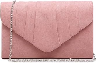 DaseinWomen's Evening Bag Pleated Envelope Clutch Handbag Wedding Party Bridal Purse, 1-velvet Pink, One Size