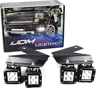 LED Pod Light Fog Lamp Kit Compatible With 2010-14 Ford SVT Raptor, Includes (4) 20W High Power Xenon White LED Cubes, Foglight Location Mounting Brackets & On/Off Switch Wiring Kit