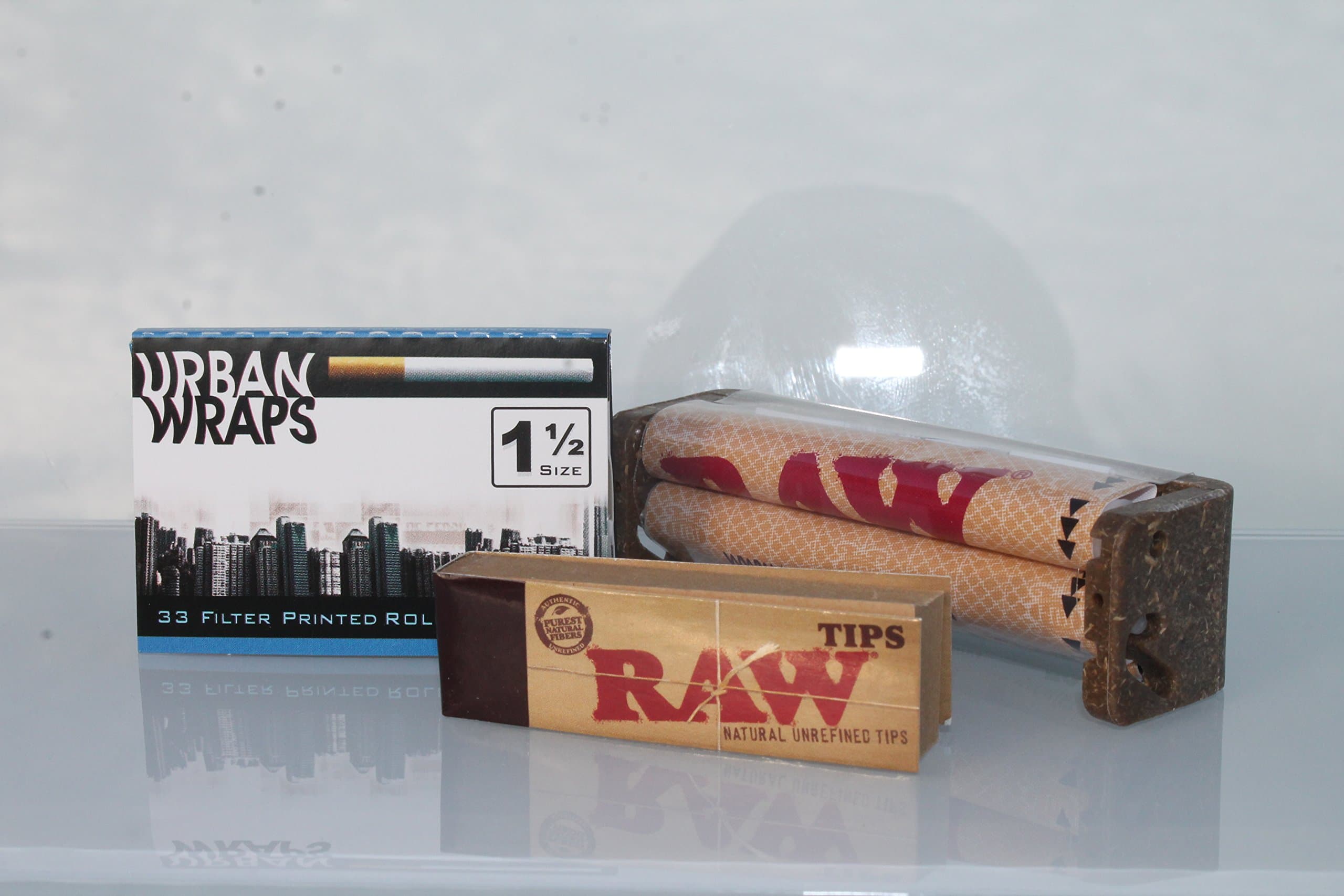 Urban Wraps Rolling Papers #64 1 Pack with 1 79mm Raw Roller Plus 1 Pack of Raw Tips
