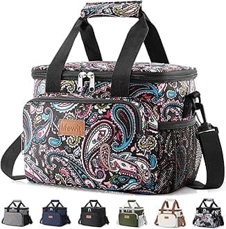 Medium Lunch Bag, Insulated Lunch Box, Soft Cooler Cooling Tote for Adult Men Women, Paisley 12-Can (9L)