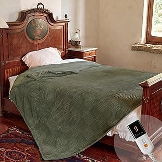 Electric Blanket Twin Size 62''X84'' - Heated Blanket with Single Control Fast Heating 9 Heating Levels & 10 Hours Auto Off,ETL Certified Machine Washable (Gray Green