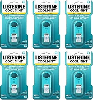 Listerine Cool Mint Pocketmist, Oral Care Mist for Fresh Breath, Non-Aerosol Sugar-Free Minty Bad Breath Refresher Spray to Kill 99% of Bad Breath Germs, Portable, Cool Mint Flavor, 7.7 mL