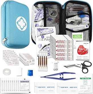 Blue Travel First Aid Kit Supplies for Business Backpacking Essentials