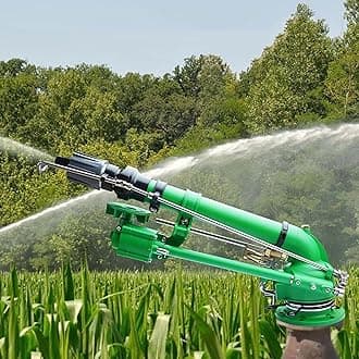 Farm Irrigation Sprinkler, 360° Adjustable Farm Irrigation Spray Gun for Large Areas, 2" Big Rain Gun Sprinkler with Pressure Gauge and Nozzle, for Agriculture Lawn Garden Irrigation