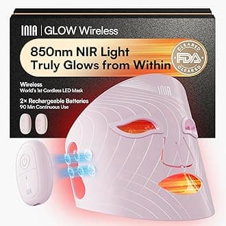 Glow Wireless LED Face Mask, FDA Approved Red Light Therapy Mask with Near-Infrared Red Light (NIR), Rechargeable and Ergonomic Design for Home & Travel, Pink